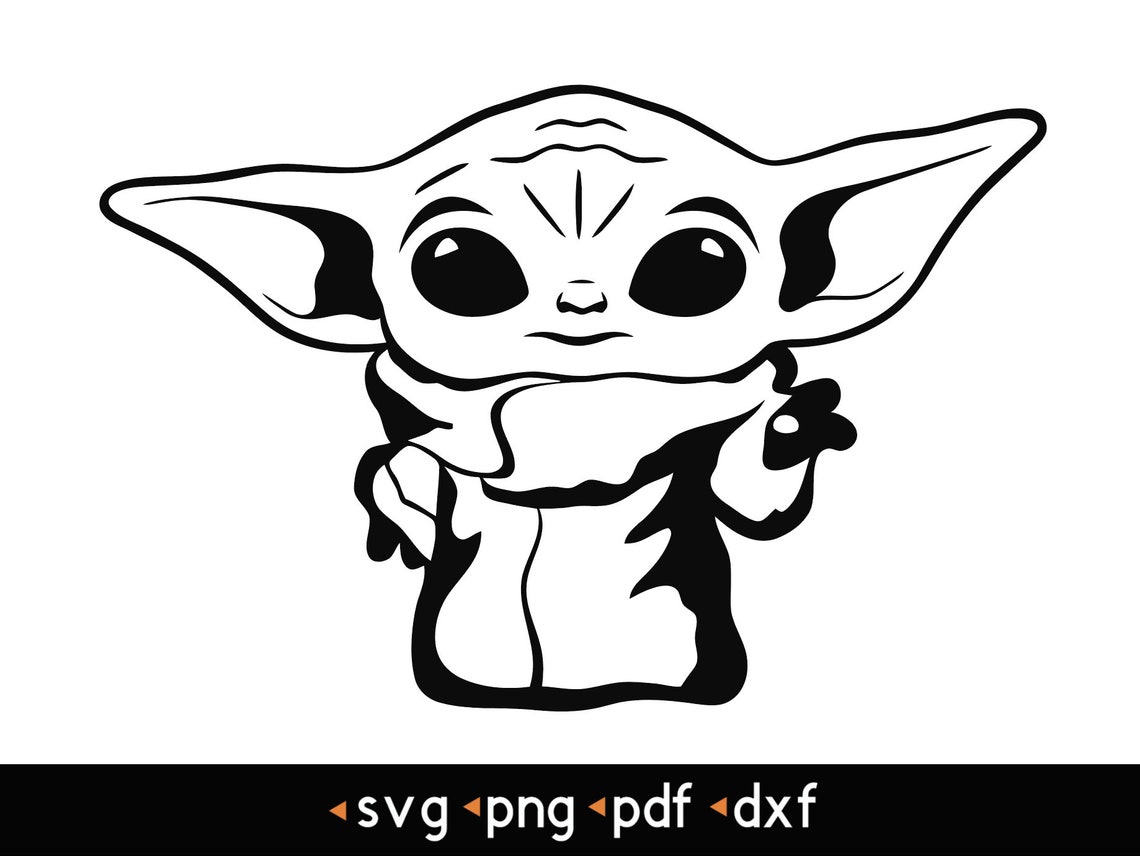 Baby Yoda transparent background 7 svg png pdf dxf | Etsy