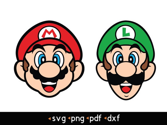 Super Mario and Luigi Faces Heads Names Layered and One Colo - Inspire  Uplift