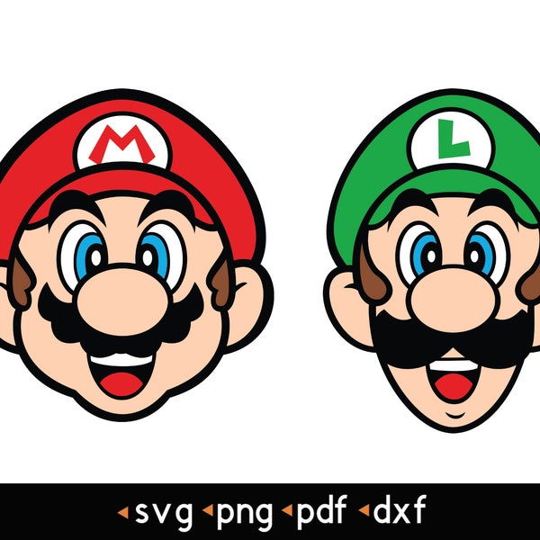 Lot de 2 couches Luigi et Mario - svg, png, pdf, dxf