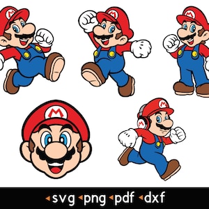 5 pcs Layered Mario Pack- svg, png, pdf, dxf