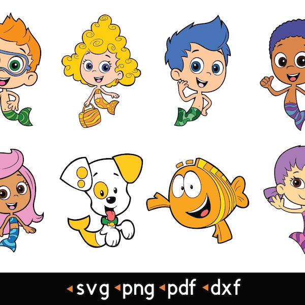 8 pcs Layered Bubble Guppies Pack- svg, png, pdf, dxf