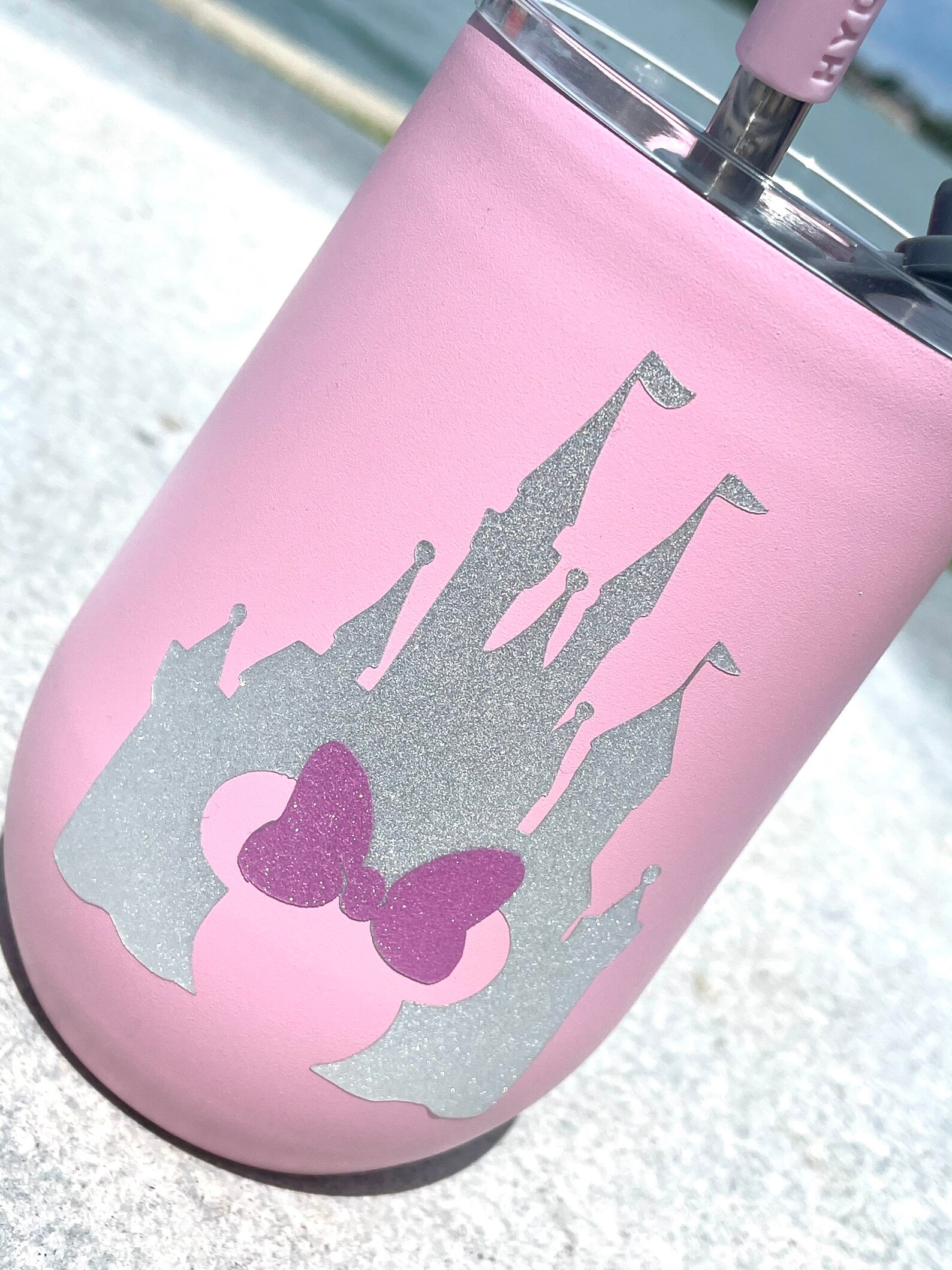 Disney Castle Glitter 14oz Wine Tumbler Pink Hydraflow Wine Etsy España