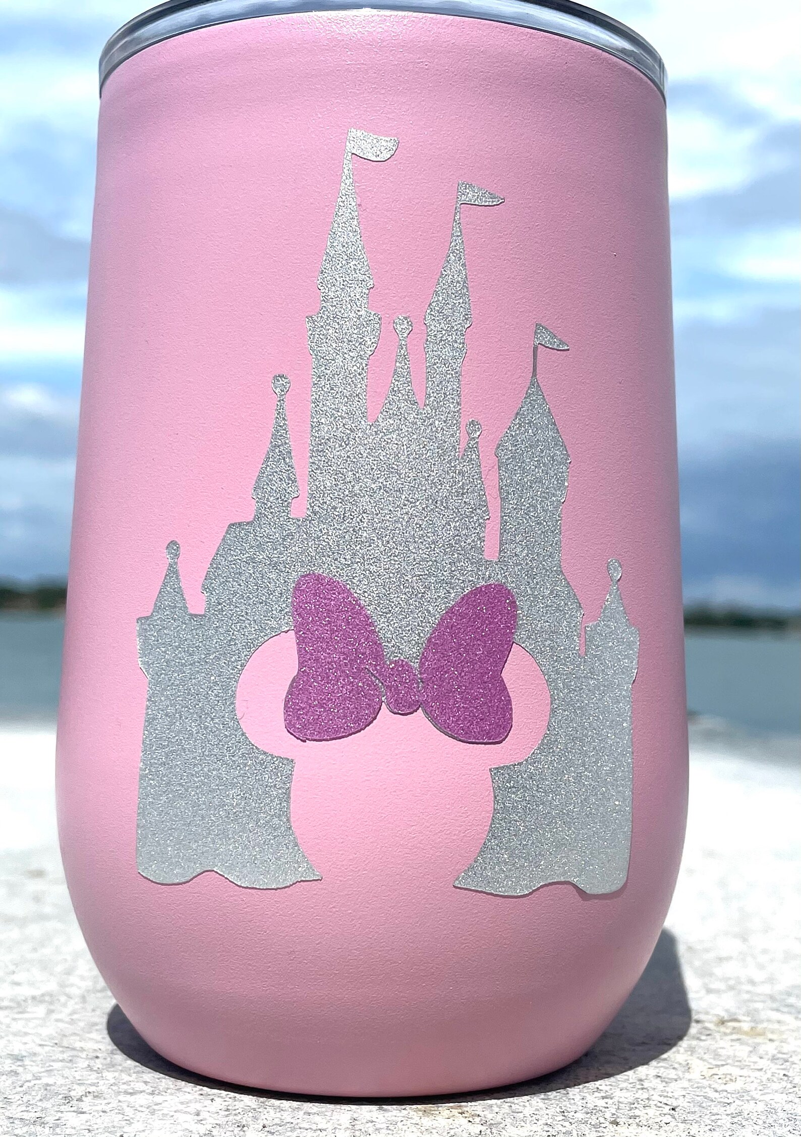 Disney Castle Glitter 14oz Wine Tumbler Pink Hydraflow Wine Etsy