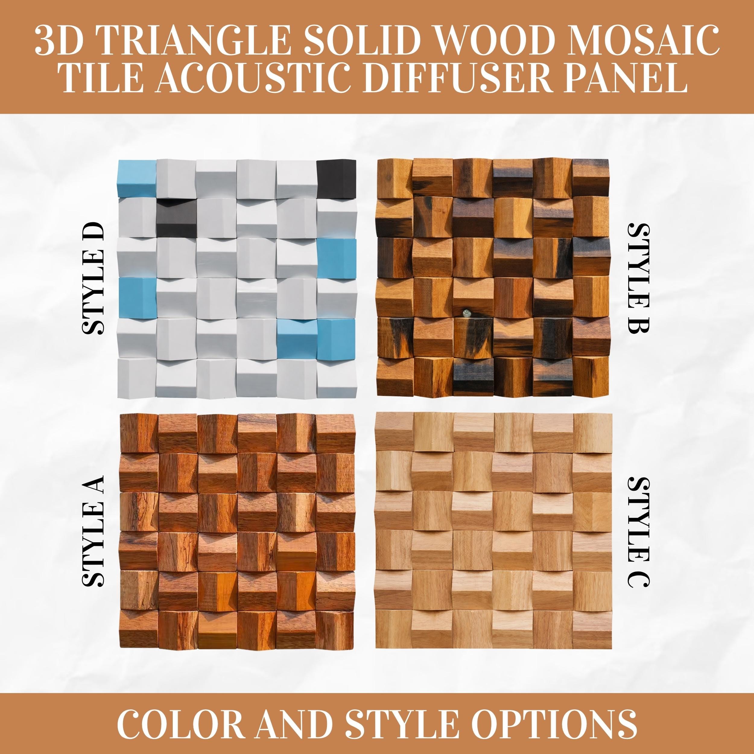 3D Triangle Solid Wood Mosaic Tile Acoustic Diffuser Panel for Office ...