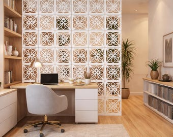 Decorative Hanging Room Divider Panels | Wood-Plastic Partition Screen (12 Pcs)