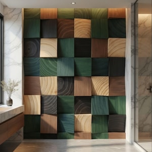 Paneles de pared de madera maciza 3D / Difusor acústico de mosaico, decoración moderna