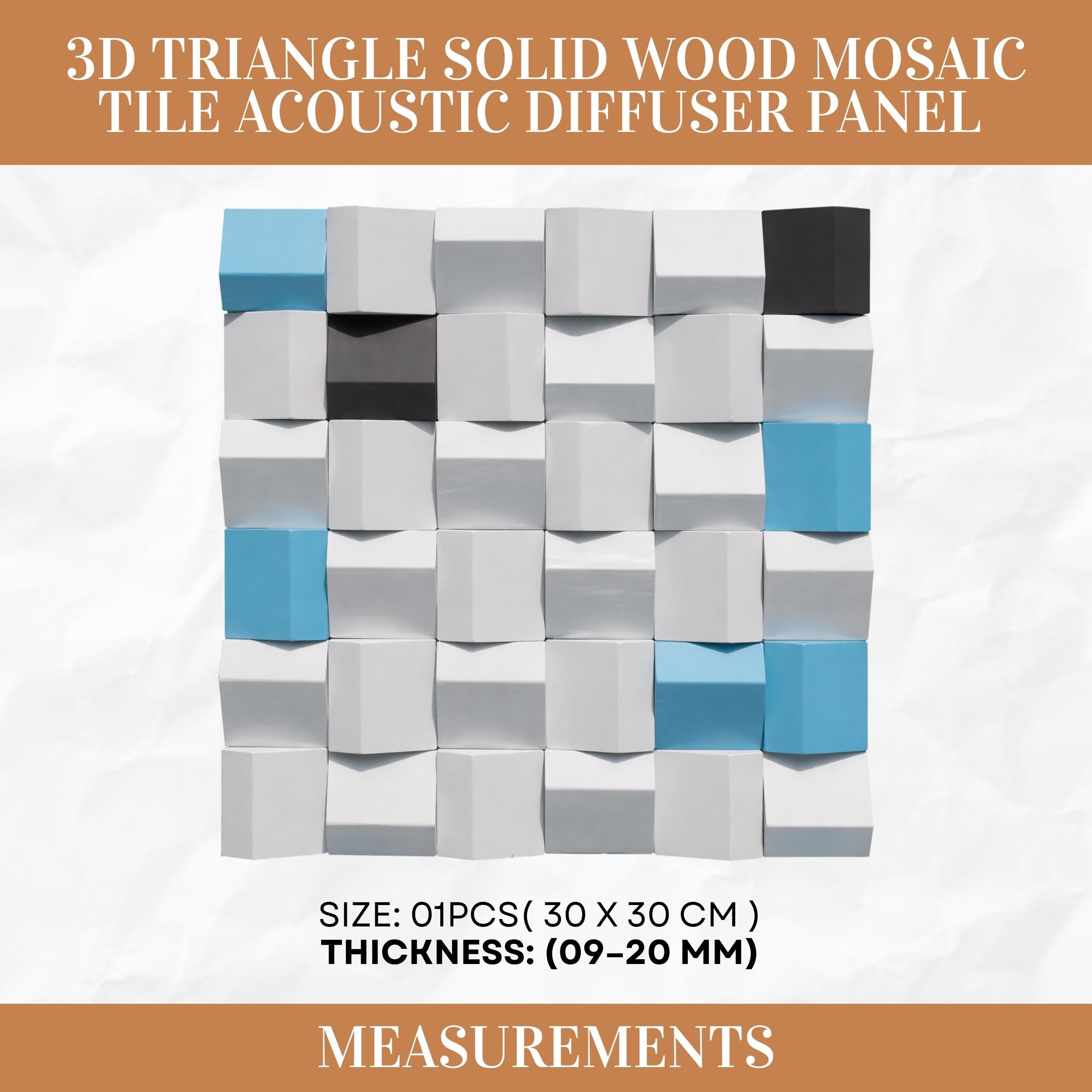 3D Triangle Solid Wood Mosaic Tile Acoustic Diffuser Panel for Office ...