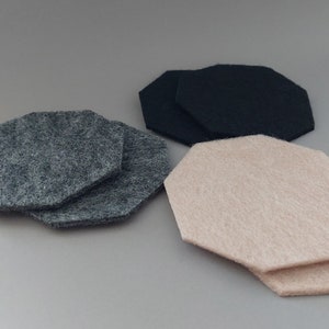 Merino Wool Felt Coaster, Felt Coasters, Nordic Home Decoration, Bar Decor Felt, 7th Anniversary Wool Gift, Vegan Vegie Coaster