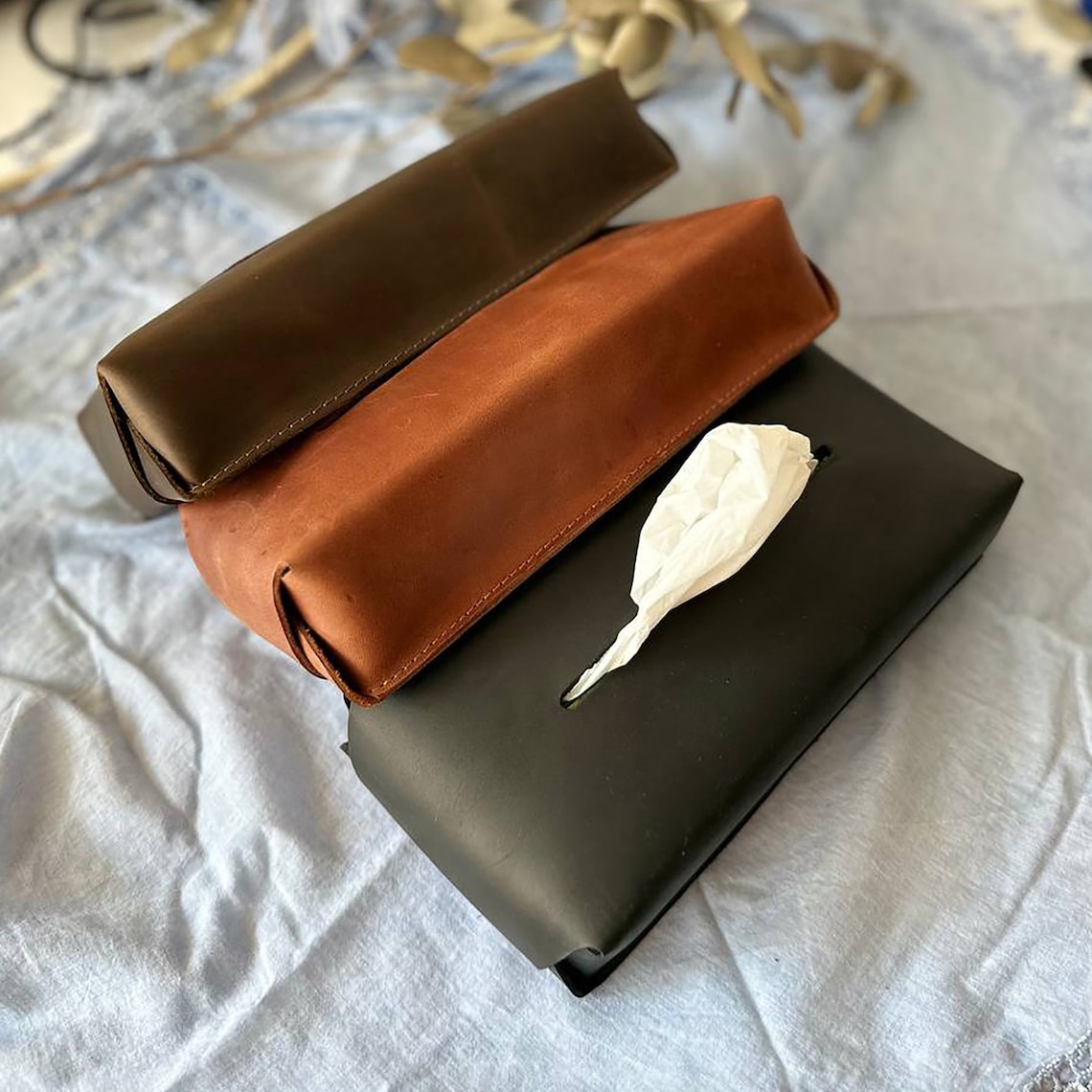 Leather Car Tissue Box Cover Sun Visor Seat Back Hanging Type Car