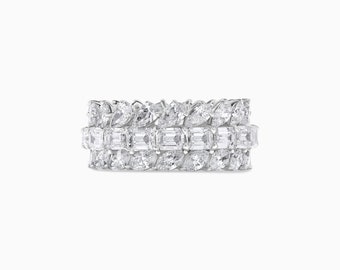 Natural White Emerald Diamond 11.15 Carat TW White Gold Eternity Band