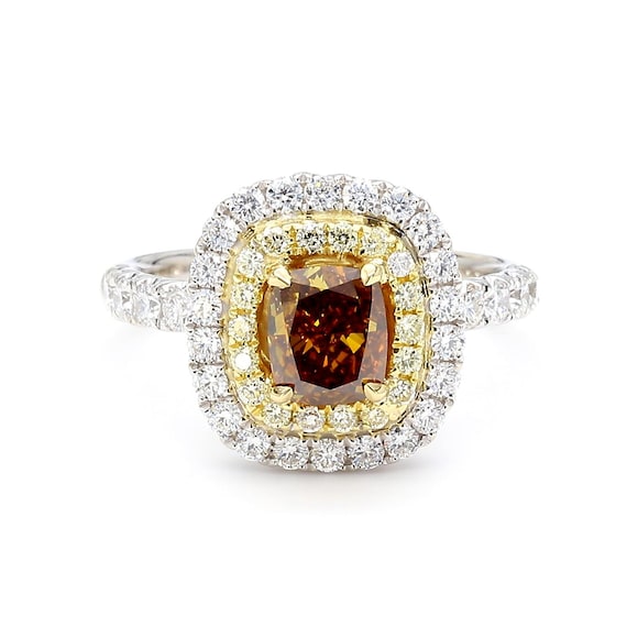 Gia Certified Fancy Deep Yellow Brown Cushion Diamond 1.93 Carat