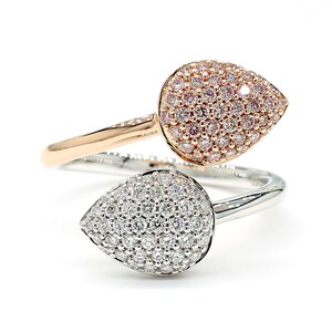 Natural Pink Round Diamond 0.61 Carat Tw Rose Gold Cocktail Ring