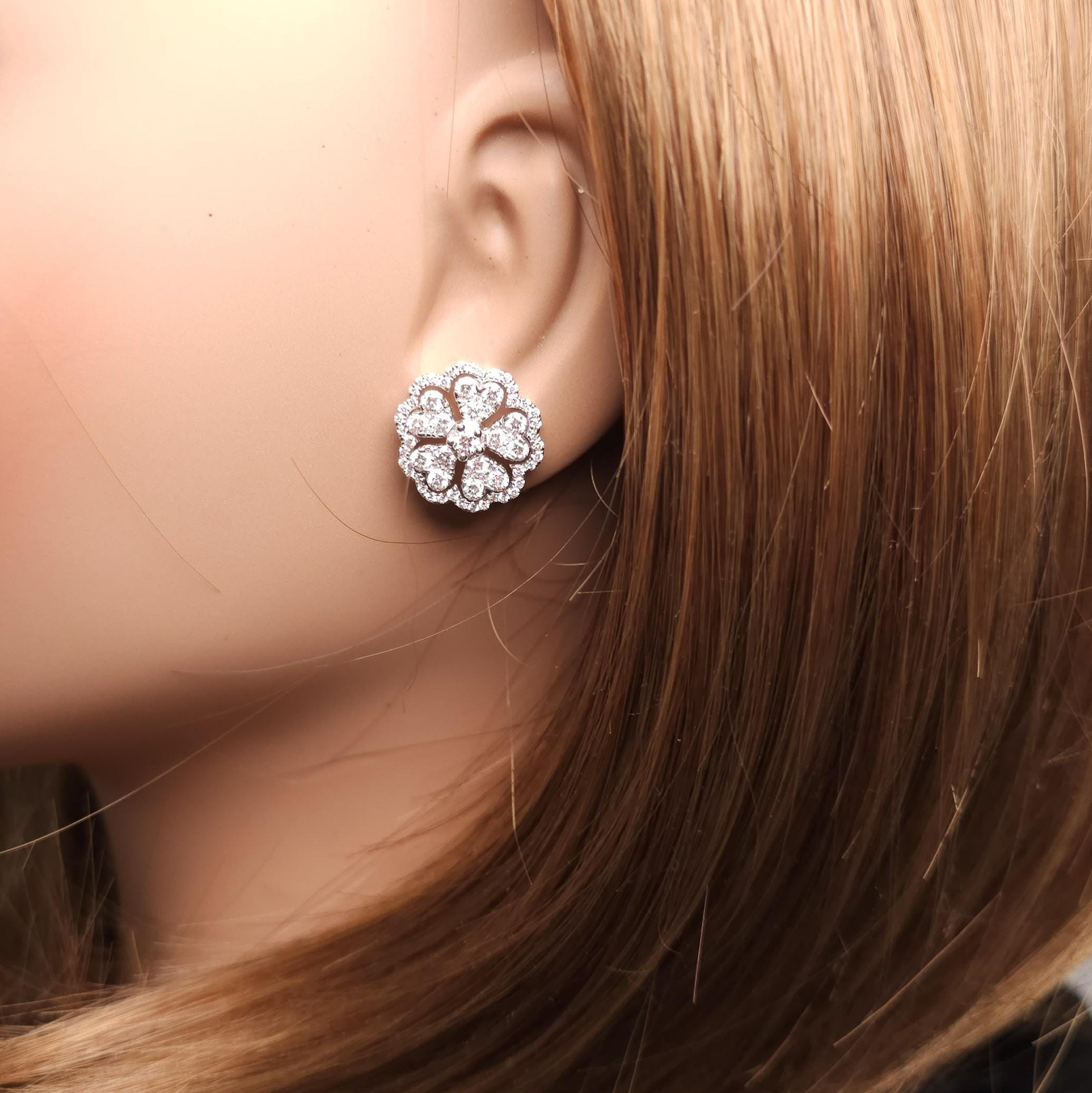 Boucles D'oreilles En Or Sterling Avec Diamants Bruts Gris/blanc 2.0 Carats - Pierres Naturelles, Création Artisanale Inde