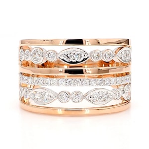 Natural White Round Diamond .62 Carat Tw Rose Gold Cocktail Ring