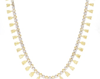 Natural Yellow Pear Diamond 12.05 Carat Tw Gold Necklace