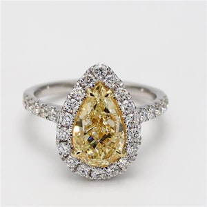 GIA Certified Natural Yellow Pear Diamond 3.85 Carat TW Gold Cocktail Ring image 1