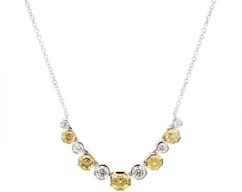Gia Zertifizierte Fancy Gelb Hexagon Diamant 2.32 Karat Tw Gold Tropfen Halskette