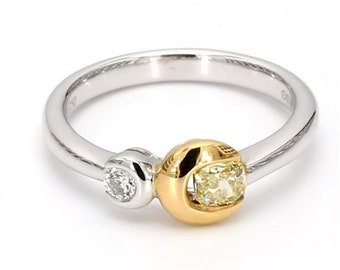 Natural Yellow Radiant and White Diamond .36 Carat TW Gold Wedding Band