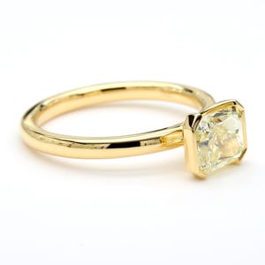 Gia Certified Natural Yellow Radiant Diamond 1.55 Carat Tw Gold Cocktail Ring