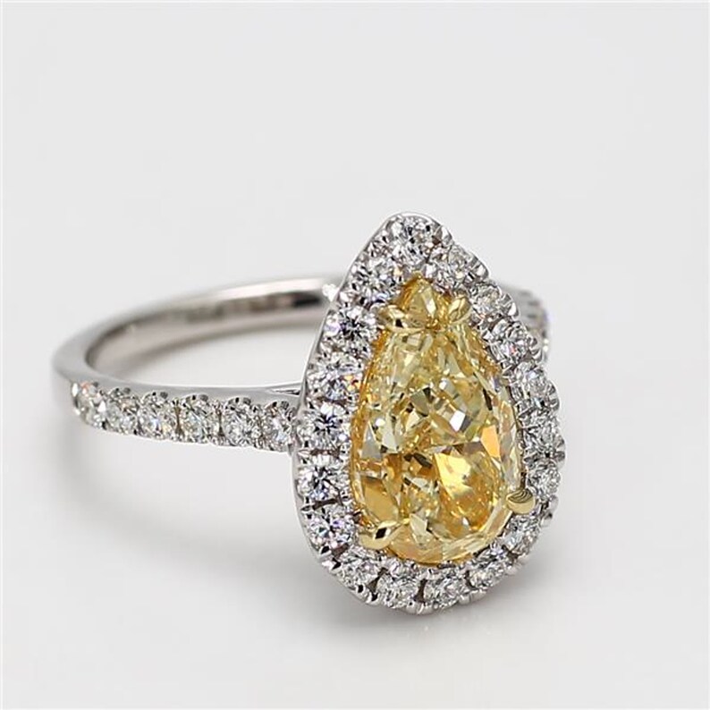 GIA Certified Natural Yellow Pear Diamond 3.85 Carat TW Gold Cocktail Ring image 5