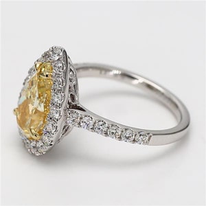 GIA Certified Natural Yellow Pear Diamond 3.85 Carat TW Gold Cocktail Ring image 2