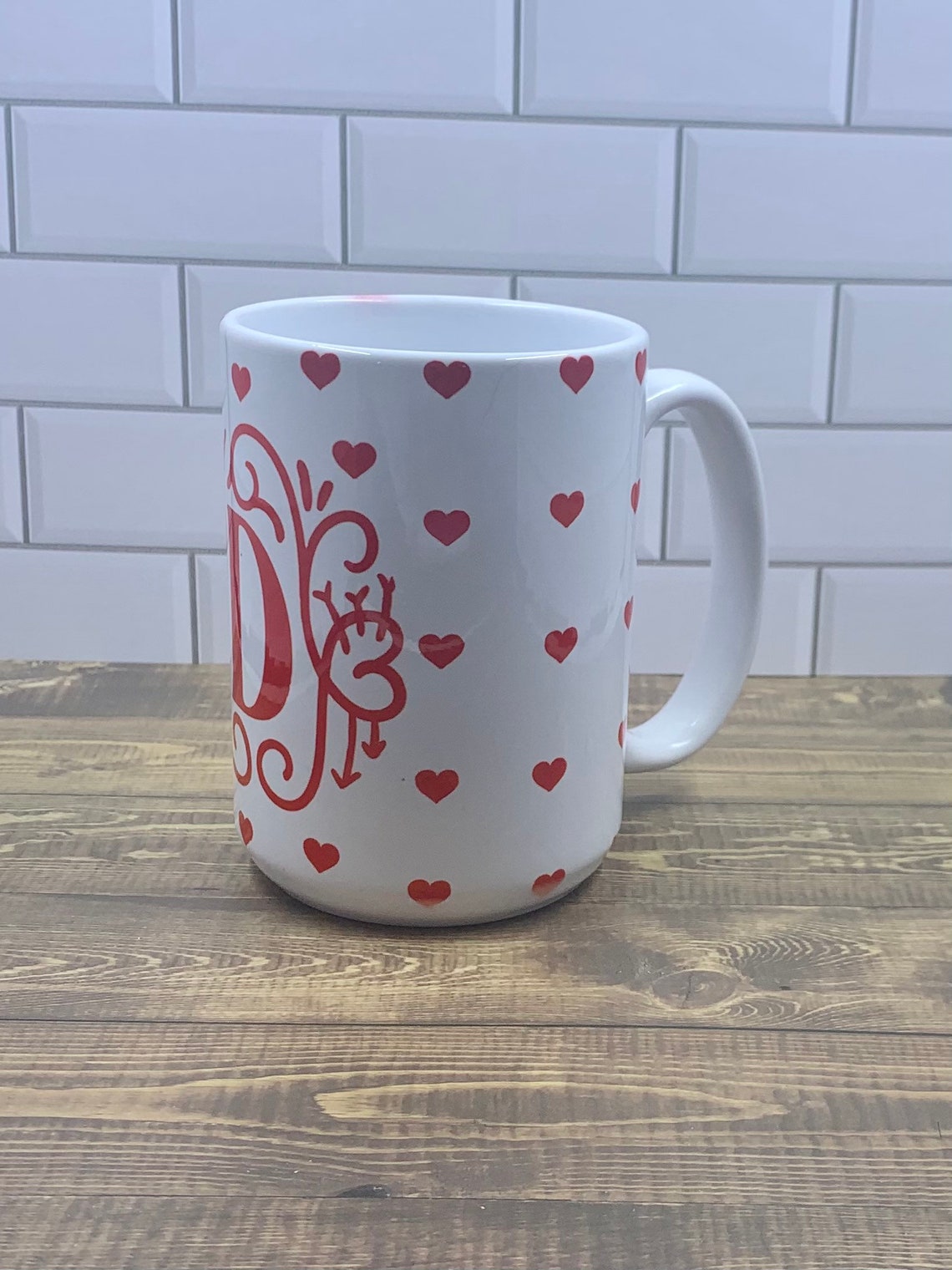 Valentines Mug/Initial Mug/Red or Pink/Hearts Etsy