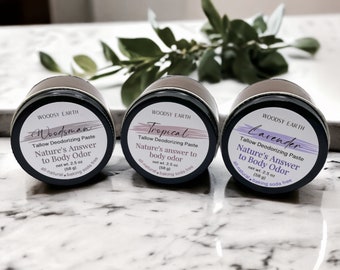 Grass Fed Beef Tallow| Deodorizing Paste| All Natural| Baking Soda Free| Essential Oil