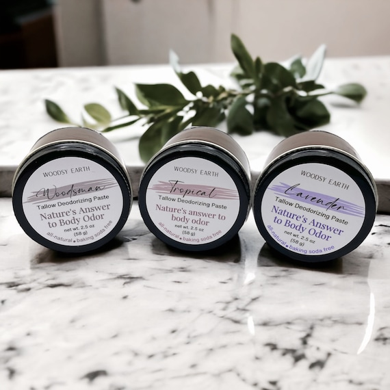 Grass Fed Beef Tallow| Deodorizing Paste| All Natural| Baking Soda Free| Essential Oil