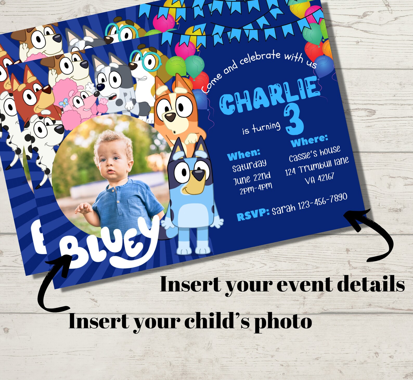 Bluey invite template