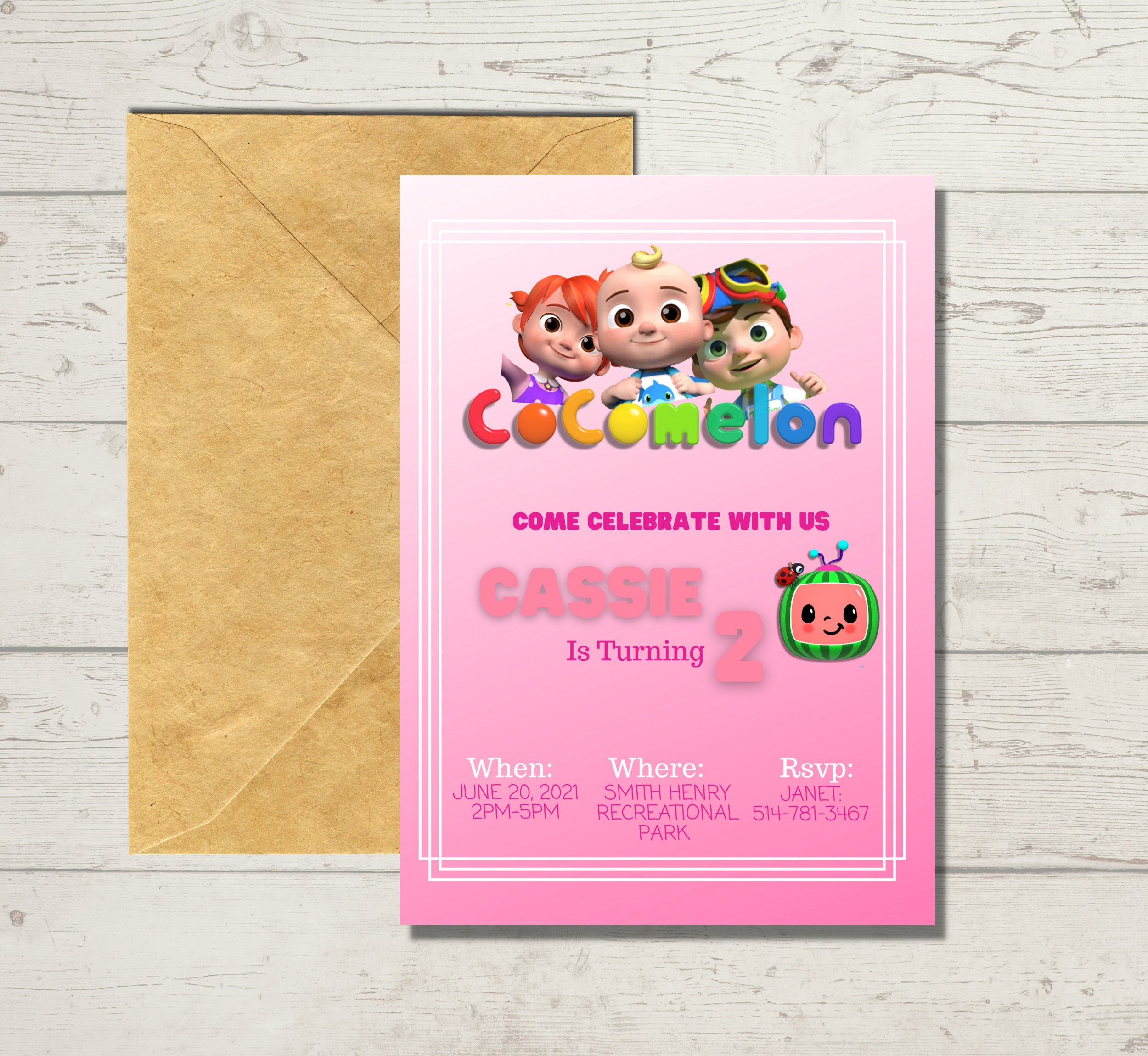 Digital birthday invitation Girls pink custom Etsy