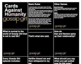 Cards Against Gossip Girl | Cards Against Humanity | Printable Games | Digital Download | Blake Lively | CW | 600 cards