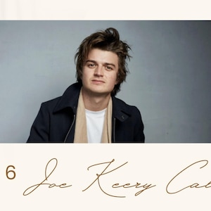 May include: A 2026 calendar with a photograph of Joe Keery. The image shows a man in a dark jacket over a white shirt and tan scarf, with the text "2026 Joe Keery Calendar" in a handwritten style.