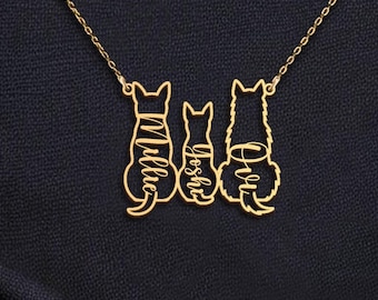 Dog necklace, Dog necklace for woman, Multiple Dog name necklace, Dog Family Jewelry, Dog memorial gift, Dog Mom Gifts