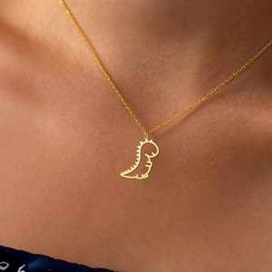 Silver Dinosaur Necklace - Cute Dino Dinosaur Pendant - Kids Dinosaur Jewelry - Fun Dinosaur Gift for Children - Adorable Dinosaur Necklace