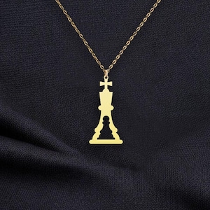 Chess King and Pawn Pendant Necklace - Silver Chess Piece Jewelry - Unique Gift for Strategy and Chess Lovers