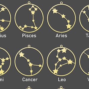 Sternzeichen Sing Halskette - Astrologie Map Anhänger - Widder Steinbock Schütze Wassermann Skorpion Waage Waage Stier Zwillinge Krebs Löwe Fische Jungfrau