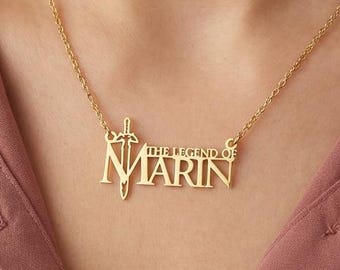 Personalized Legend of Zelda Inspired Necklace - Custom Name Zelda Pendant - Gamer Jewelry for Zelda Fans