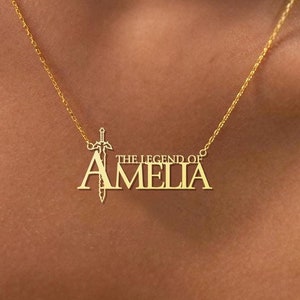 Personalized Legend of Zelda Inspired Necklace - Custom Name Zelda Pendant - Gamer Jewelry for Zelda Fans