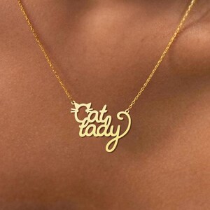 Cat Lady Necklace - Cute Personalized Cat Lover Pendant - Perfect Gift for Feline Enthusiasts - Handmade Silver Jewelry - Cat Lover Jewelry