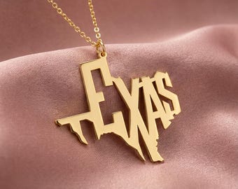 Texas Map Necklace, Texas Word Pendant, State Pride Jewelry, Lone Star State Gift, Texan Necklace, Hometown Charm, Silver Texas Jewelry