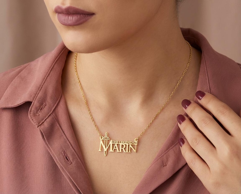 Personalized Legend of Zelda Inspired Necklace - Custom Name Zelda Pendant - Gamer Jewelry for Zelda Fans image 1