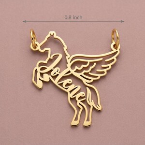 Custom Horse Necklace with Name, Winged Horse Memorial Pendant, Sterling Silver Equestrian Jewelry, Gift for Horse Lover, Personalized Charm image 4