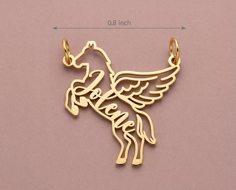 Custom Horse Necklace with Name, Winged Horse Memorial Pendant, Sterling Silver Equestrian Jewelry, Gift for Horse Lover, Personalized Charm image 4
