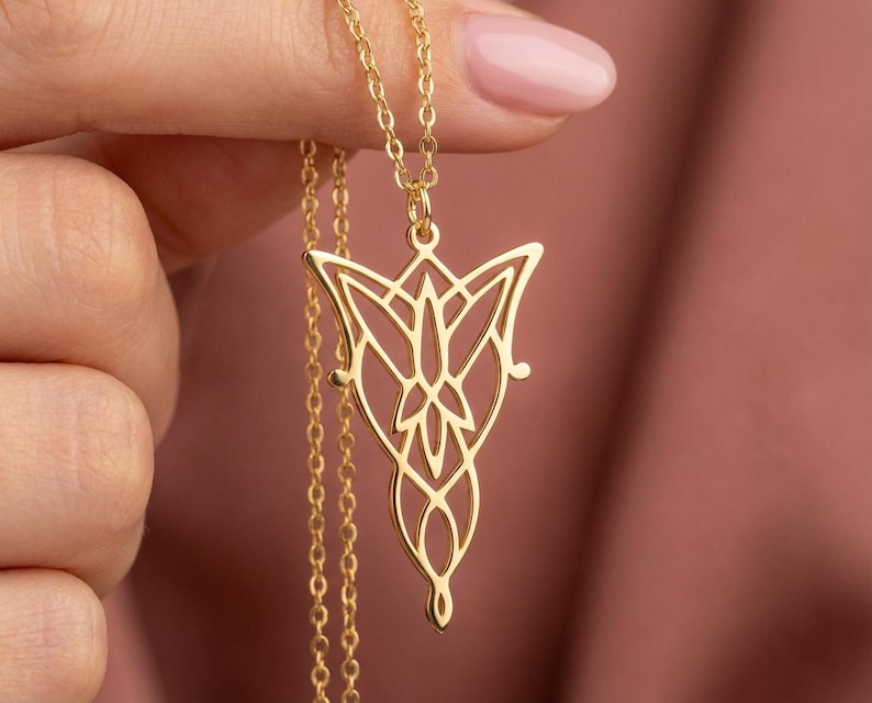 Halskette „Ewige Liebe – Arwen-Anhänger mit Abendstern“ – Romantisches Geschenk für die Freundin, Schmuck inspiriert von Herr der Ringe – Symbol der unsterblichen Liebe Bild 1
