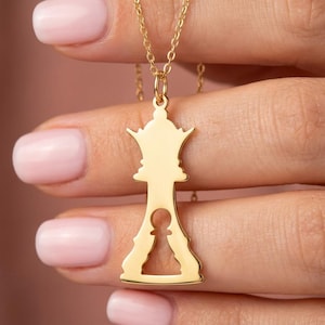 Pawn to Queen Necklace, Motivational Jewelry for Her, Promotion Gift, New Job Gift,Feminist Symbol Pendant, Dream Big Charm, Chess Piece Art image 3