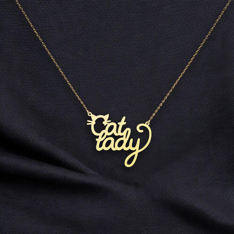 Kattflickhalsband - Sött personligt kattälskarhänge - Perfekt present till kattälskare - Handgjorda silversmycken - Kattälskarsmycken bild 2