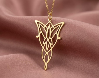 Collier Arwen Evenstar, pendentif de princesse elfique, bijou de la Terre du Milieu, breloque Étoile du Crépuscule, pierre elfique, réplique du film, accessoire de cosplay