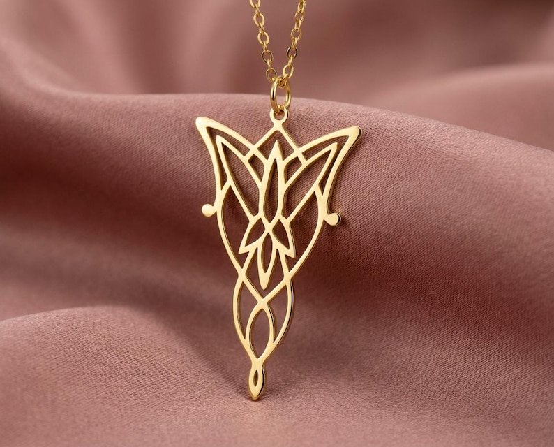 Arwen Evenstar Halskette, Elbenprinzessinnen-Anhänger, Schmuck aus Mittelerde, Dämmerungsstern-Charm, Elbenstein, Filmreplika, Cosplay-Requisite Bild 1