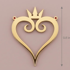 Kingdom Hearts Pendant, Crowned Heart Necklace, Sterling Silver Love Charm, Valentines Day Gamer Gift, Minimalist Geek Jewelry image 4
