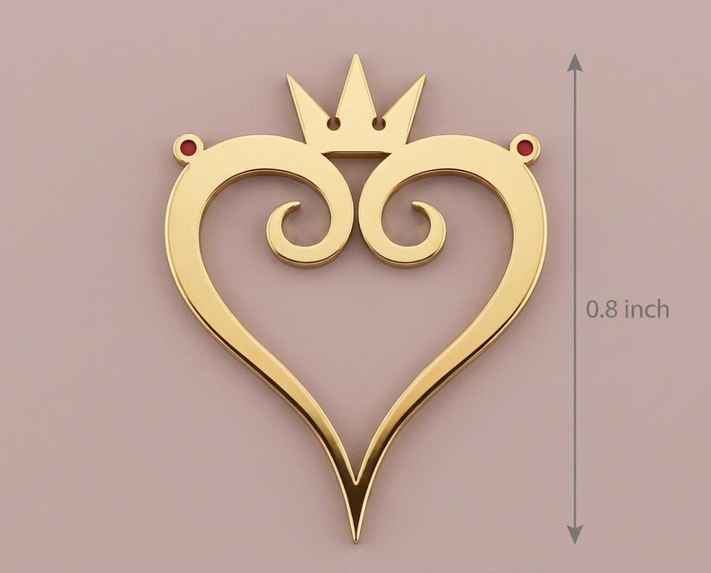 Kingdom Hearts Pendant, Crowned Heart Necklace, Sterling Silver Love Charm, Valentines Day Gamer Gift, Minimalist Geek Jewelry image 4